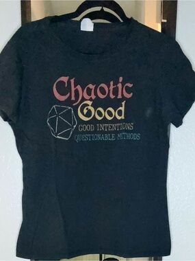 Chaotic Good Black Cotton Tee - L/G/G Ladies